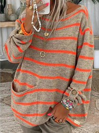 Delphine | Women's Striped Long Sleeve Fall Sweater
