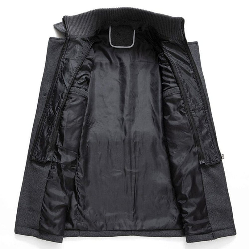 Desmond overcoat interior lining and inner pockets view