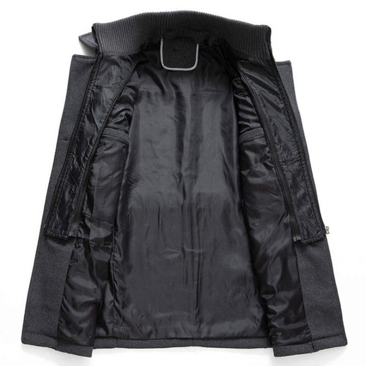 Desmond overcoat interior lining and inner pockets view