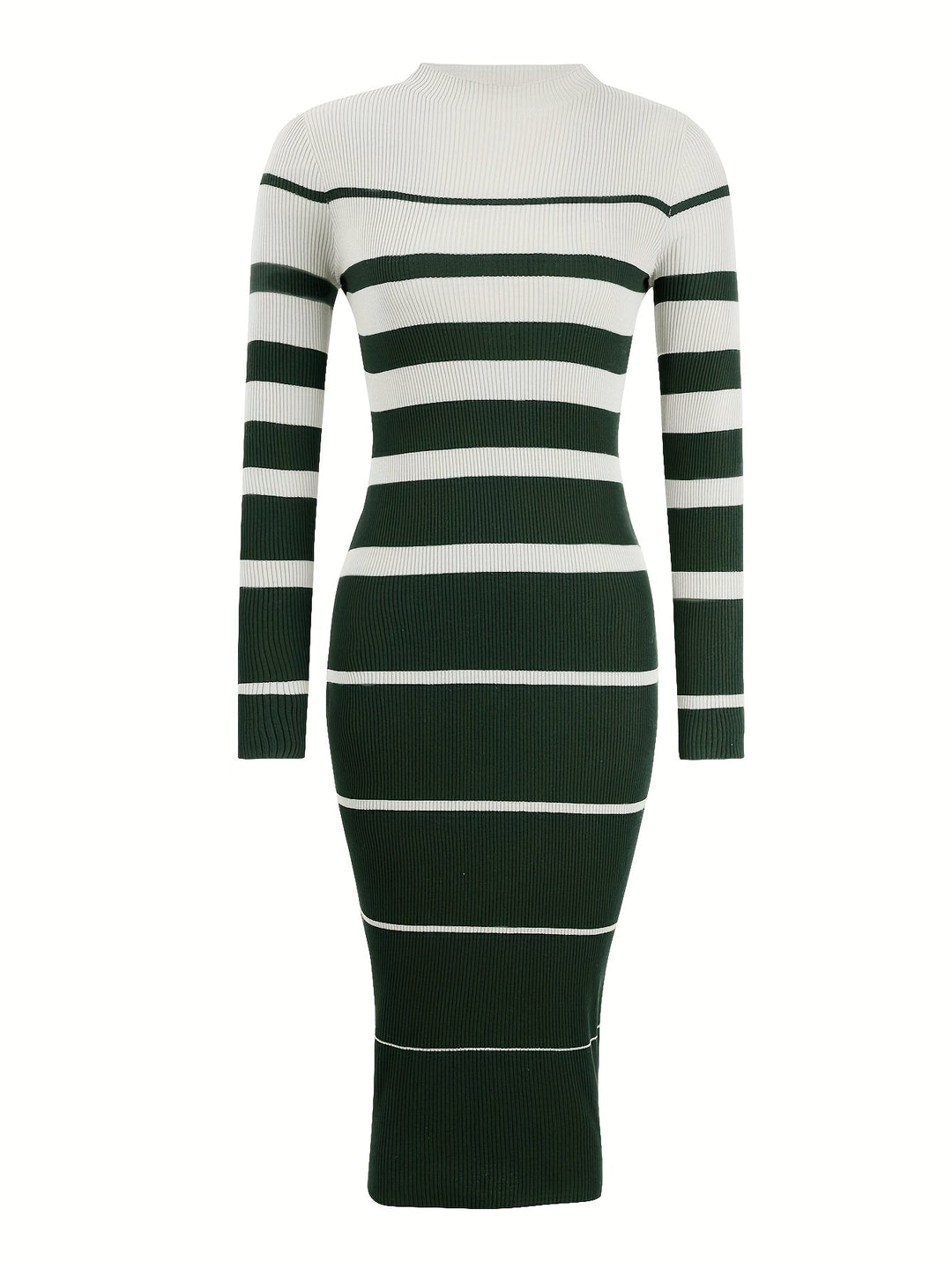 Vivienne | Women's Striped Long Sleeve Midi Sweater Dress