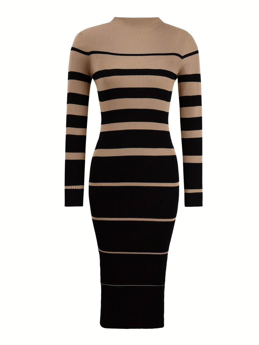 Vivienne | Women's Striped Long Sleeve Midi Sweater Dress