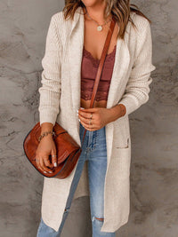 Fenwick | Women's Ribbed Open Front Long Sleeve Longline Cardigan
