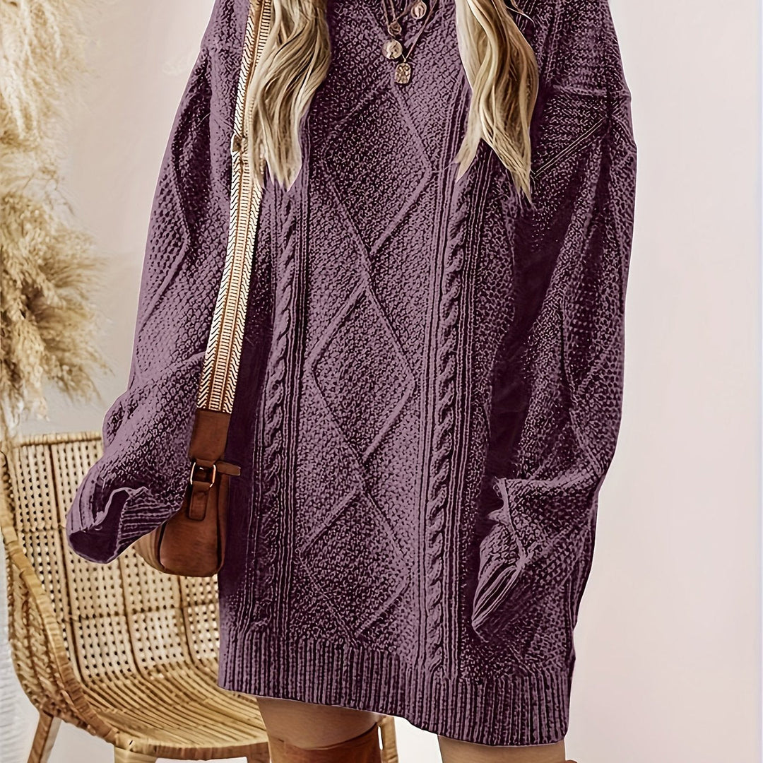 Georgette cable-knit sweater dress close-up on side pocket detail