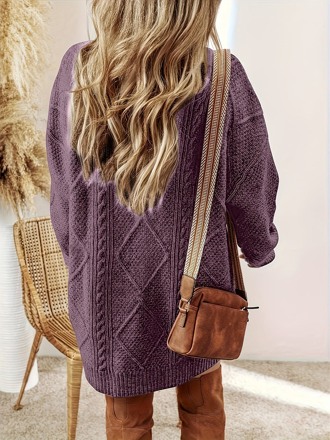 Georgette cable-knit sweater dress back view showing texture