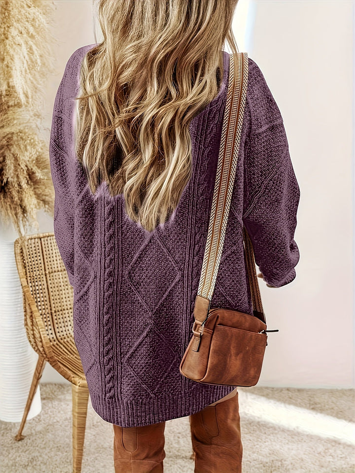 Georgette cable-knit sweater dress back view showing texture