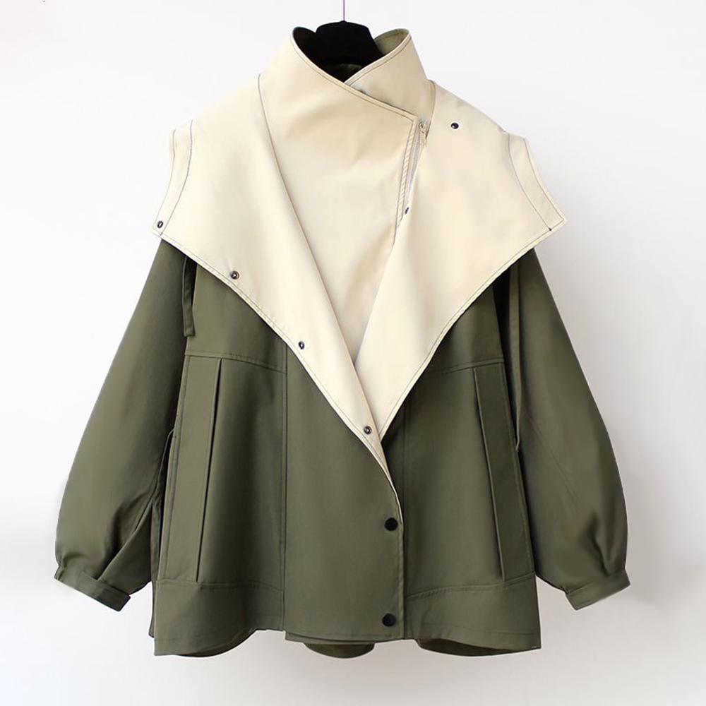 Harlow color-block jacket open front detail with cream lining