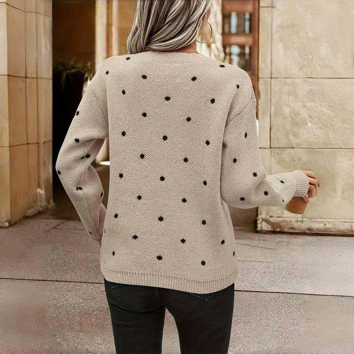 Harlow polka dot sweater, back view detail