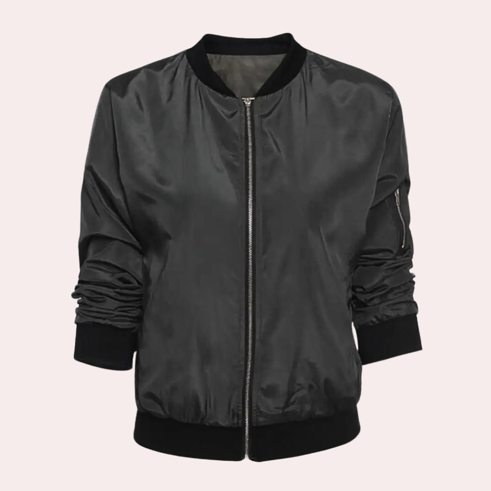 Harlow bomber jacket, front view flat lay