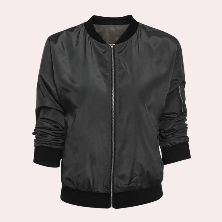 Harlow bomber jacket, front view flat lay