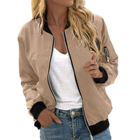 Harper | Women's Zip-Up Ribbed Trim Bomber Jacket