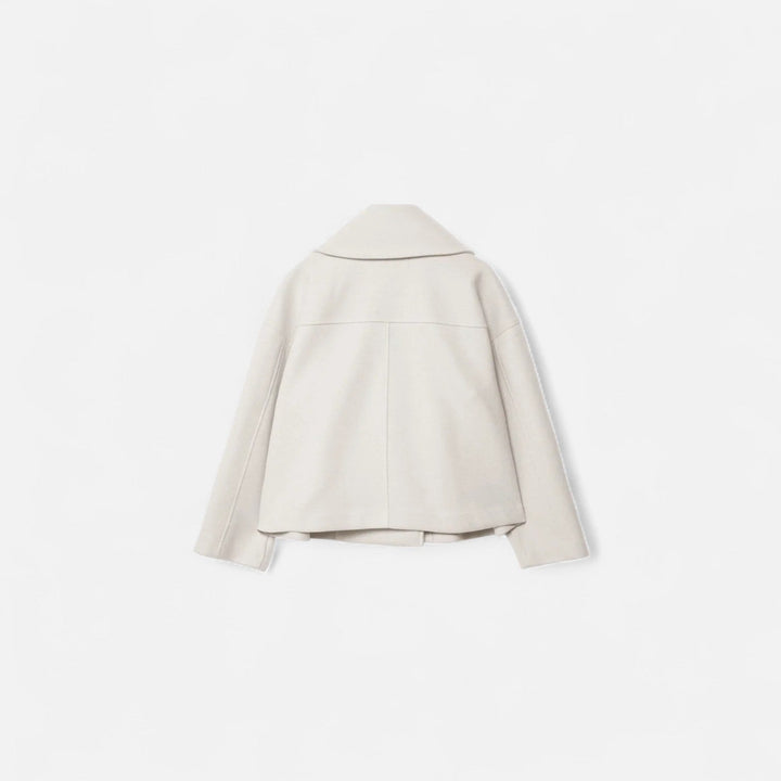 Josephine cropped double-breasted peacoat in ivory, back view