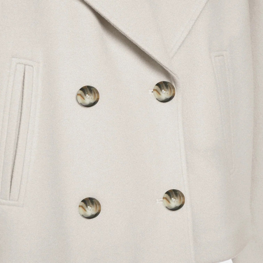 Josephine cropped double-breasted peacoat in ivory, button and pocket detail