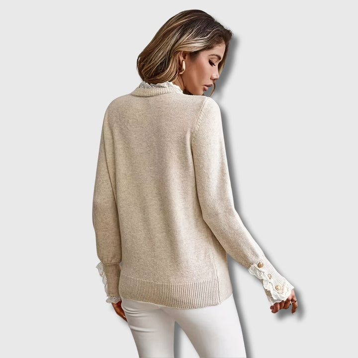 Josephine lace trim knit sweater, back view
