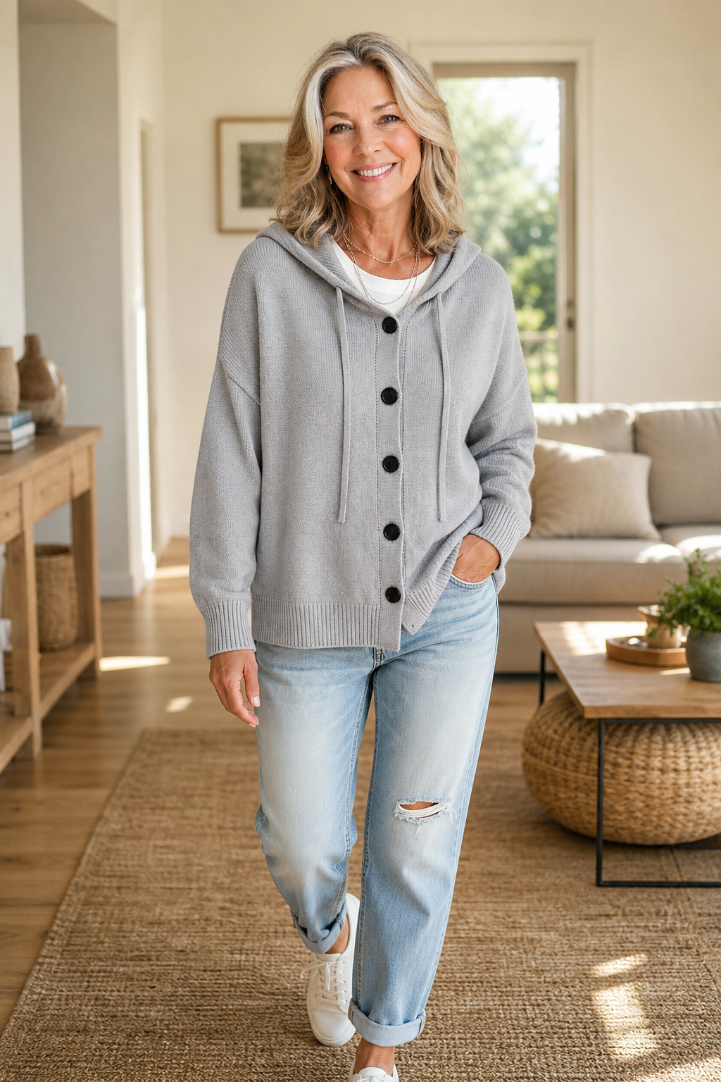 Marguerite | Women's Ribbed Drawstring Hooded Cardigan
