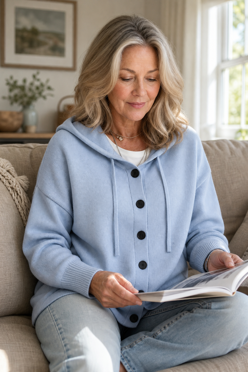 Marguerite | Women's Ribbed Drawstring Hooded Cardigan