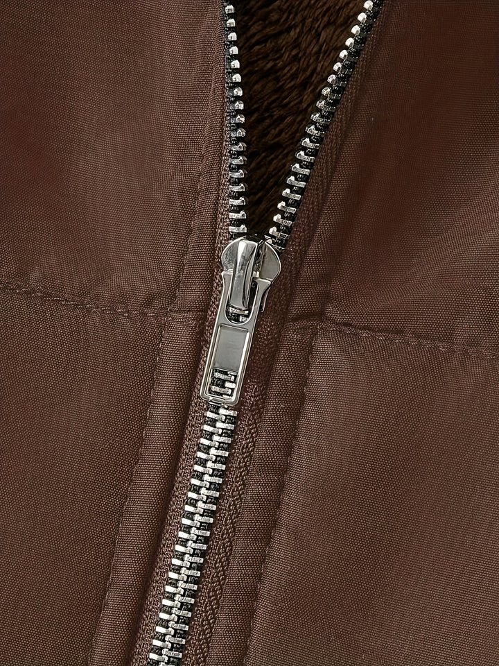 Close-up of Marcelline coat's deep front pocket with plush lining