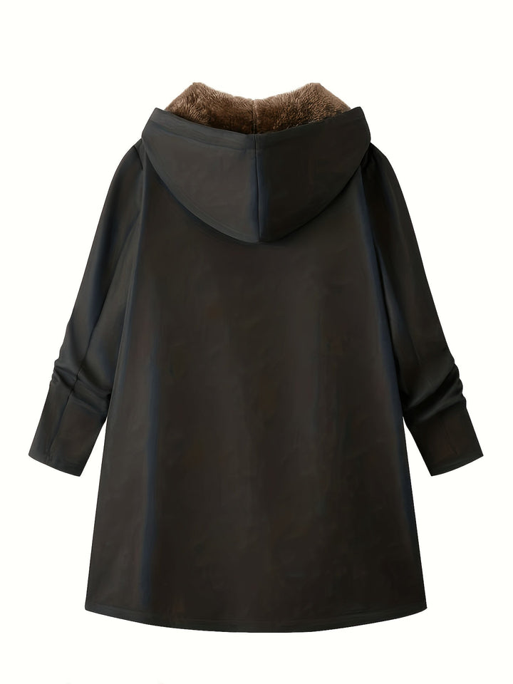 Close-up of Marcelline coat's deep front pocket with plush lining