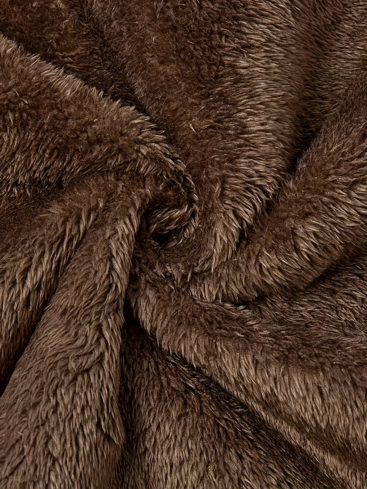 Close-up of Marcelline coat's soft plush hood lining