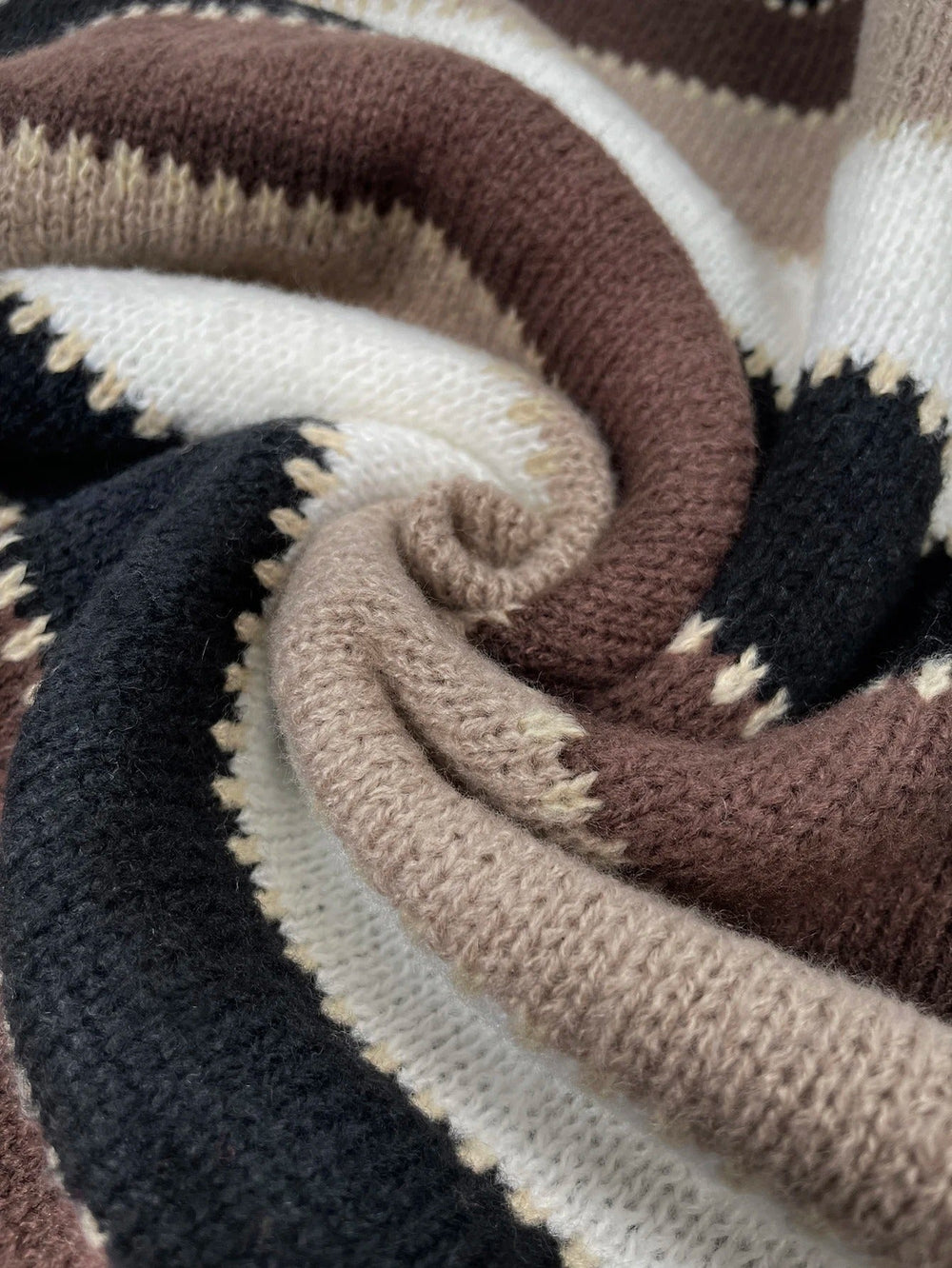 Margot striped knit sweater fabric detail, close-up swirl texture