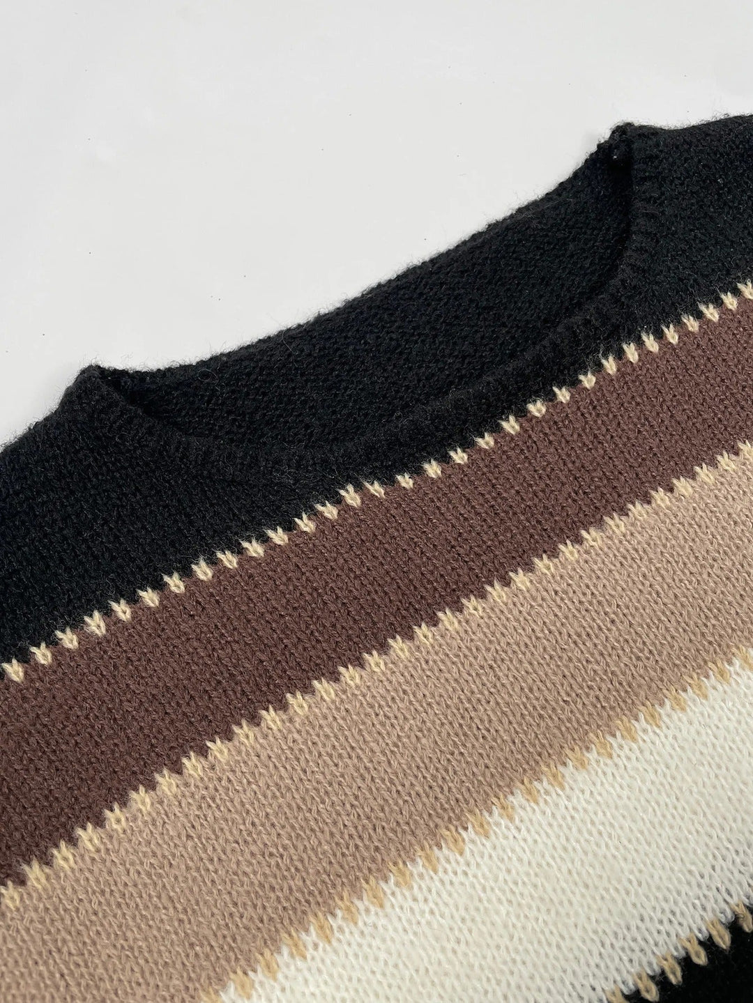 Margot striped sweater crew neckline and collar detail