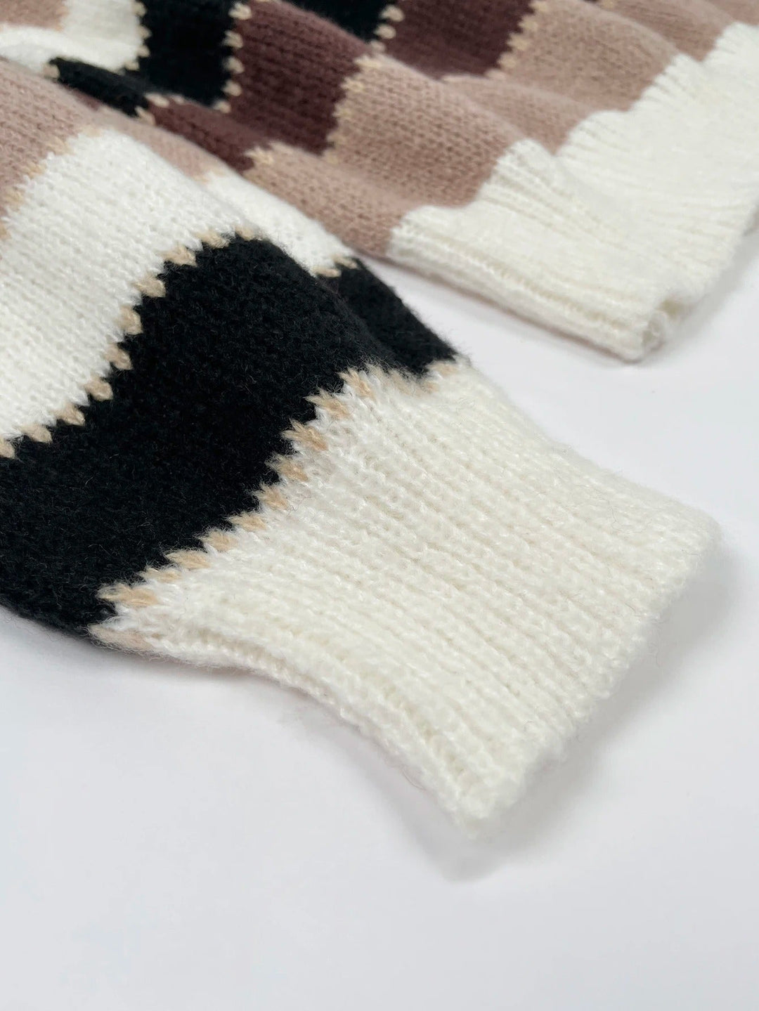 Margot striped sweater ribbed cuff detail, close-up