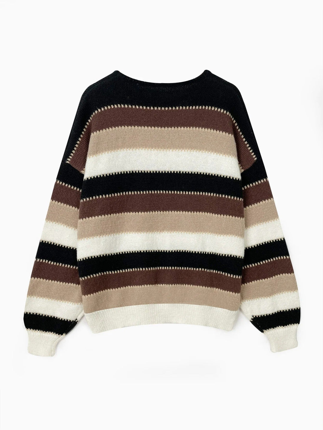 Margot striped crew neck oversized sweater, back view flat lay