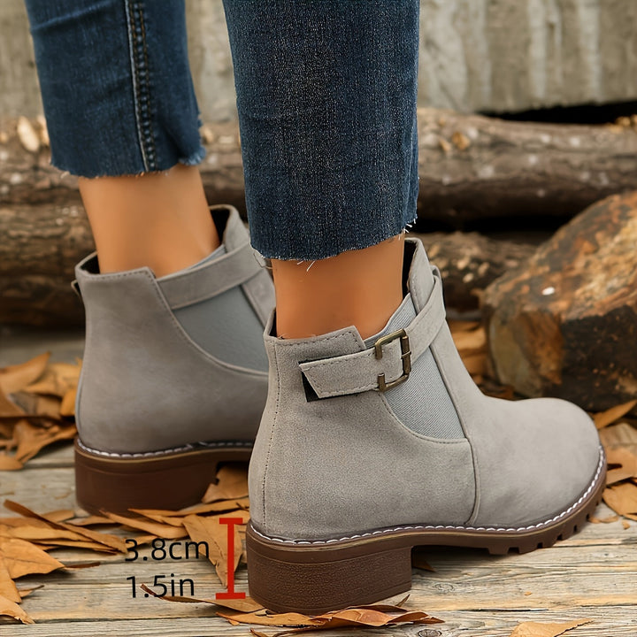 Marguerite Chelsea ankle boots in light gray with heel height measurement
