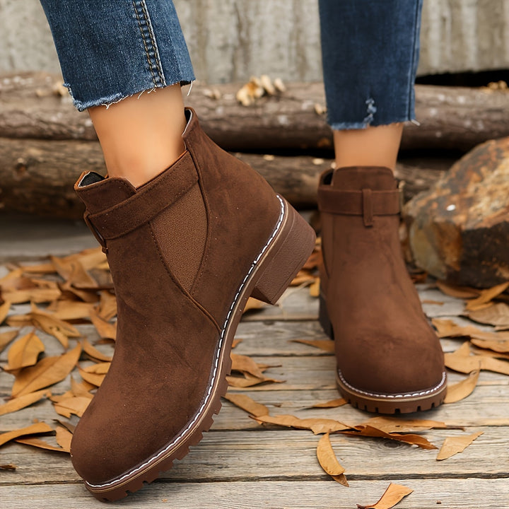 Marguerite Chelsea ankle boots front and back view on model