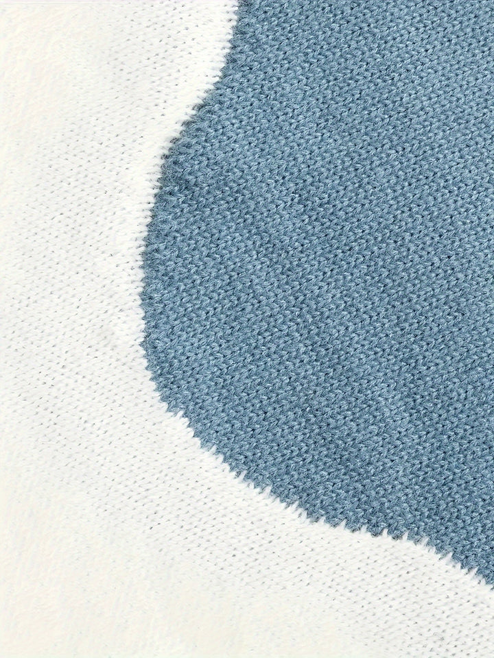 Marguerite color-block pullover, fabric texture close-up detail