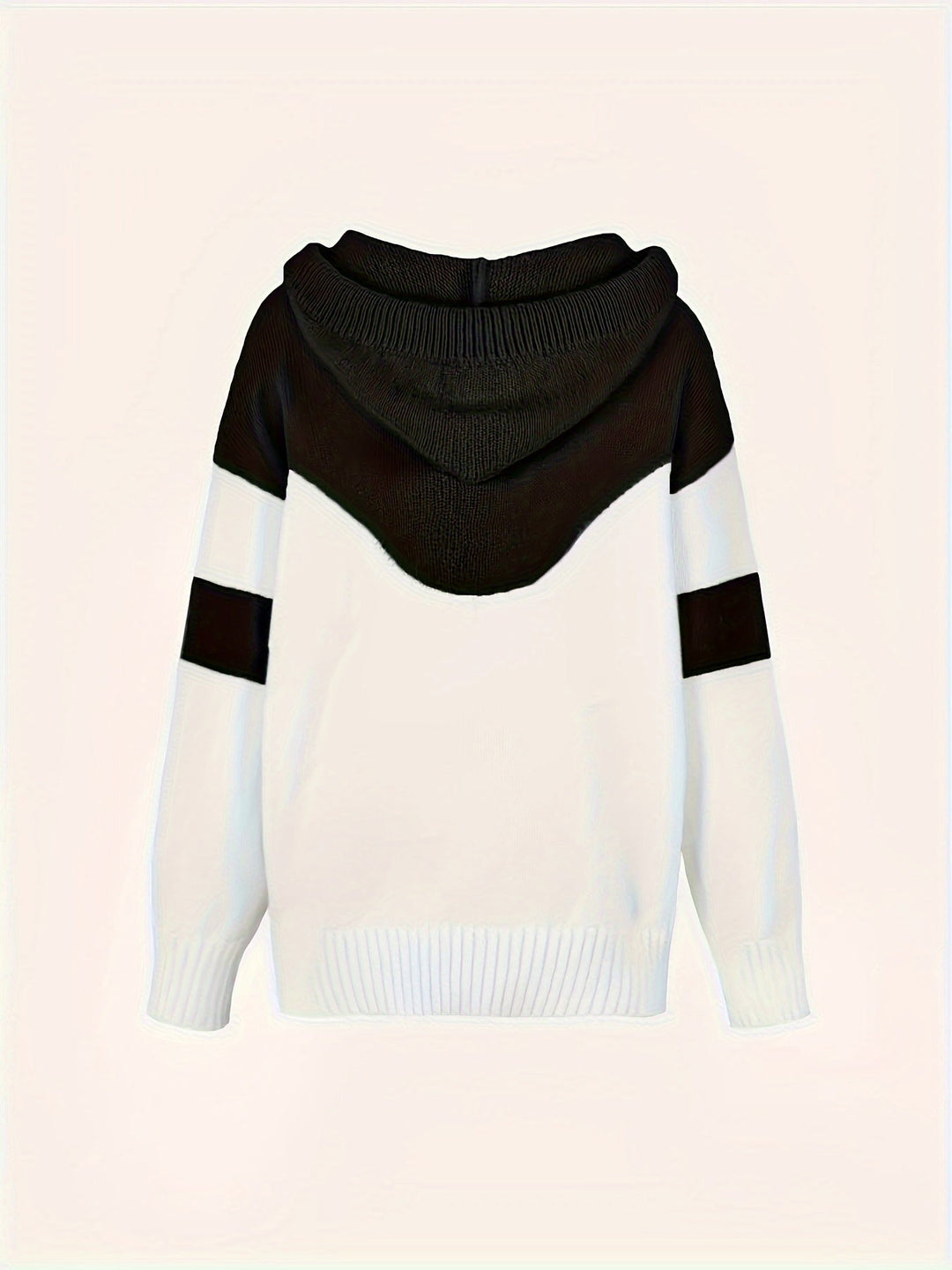 Marguerite color-block hooded pullover, back view flat lay