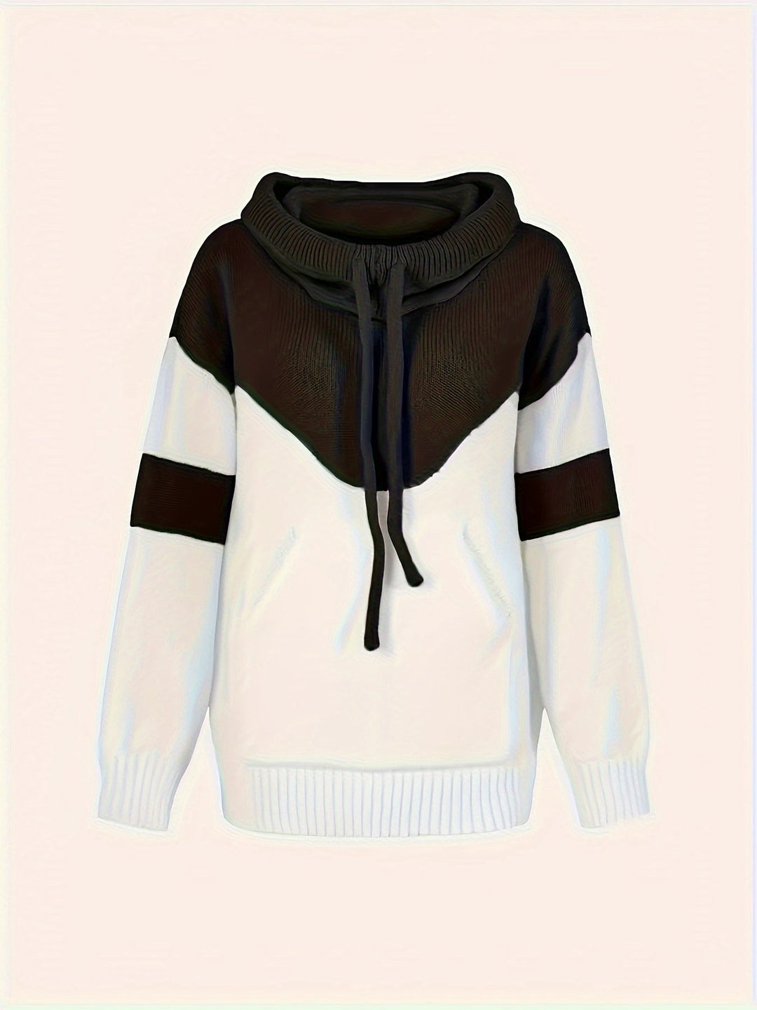 Marguerite color-block hooded pullover, front view flat lay