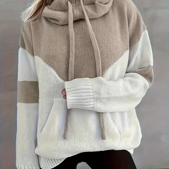 Marguerite color-block pullover, fabric texture close-up detail