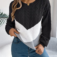 Marguerite | Women's Color-Block Round Neck Sweater
