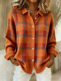 Marguerite | Women's Plaid Button Down Knit Cardigan