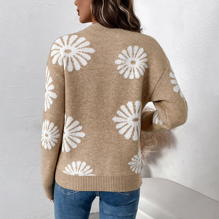 Marielle floral crew neck sweater, back view