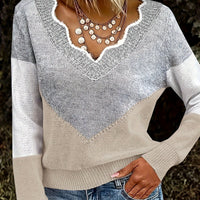 Marisol | Women's Colorblock V-Neck Pullover Sweater