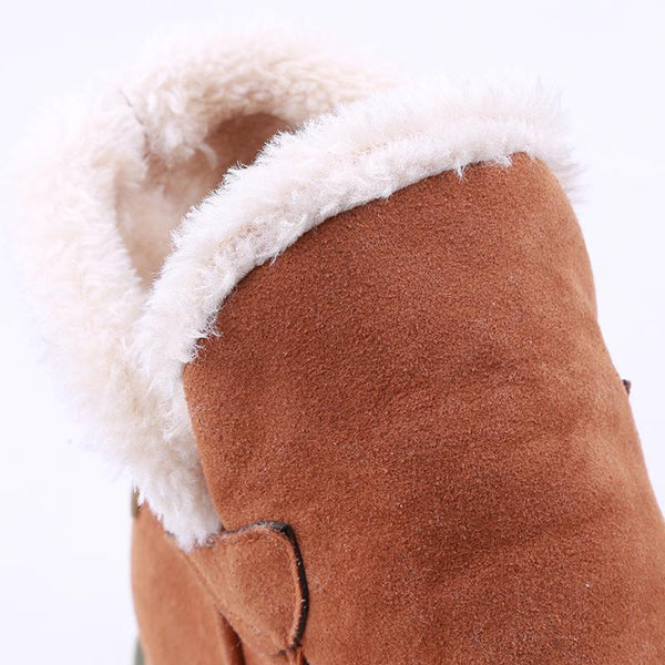 Marisol fur-trim ankle boots, close-up on fur collar detail