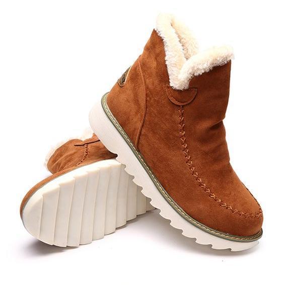 Marisol fur-trim ankle boots in brown, back angle pair view