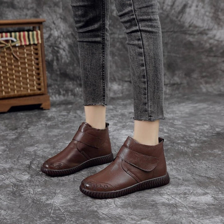 Marlene ankle boots worn on foot with cropped jeans, front view