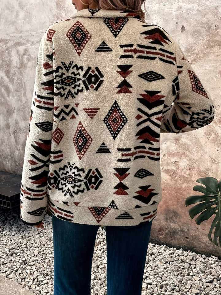 Marlowe Aztec print quarter-zip pullover, back view