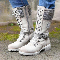 Marlowe | Women's Lace-Up Knit Cuff Knee High Boots