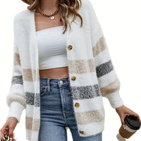 Nadia | Women's Striped Open-Front Cardigan
