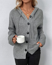 Nadine | Women's Button Front Hooded Knit Cardigan