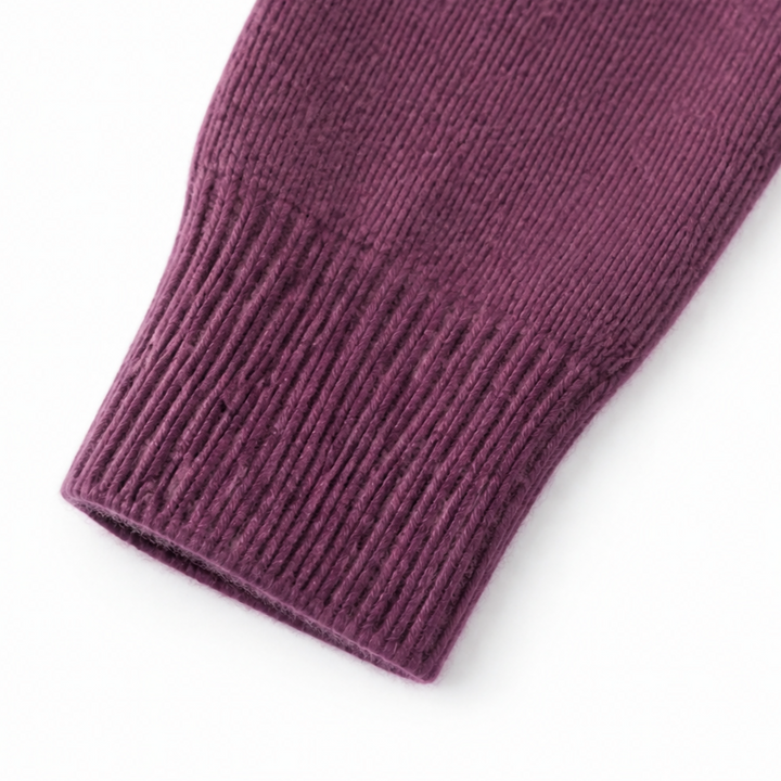 Odalys shawl collar pullover sweater shown with a v-neck sweater, side by side comparison