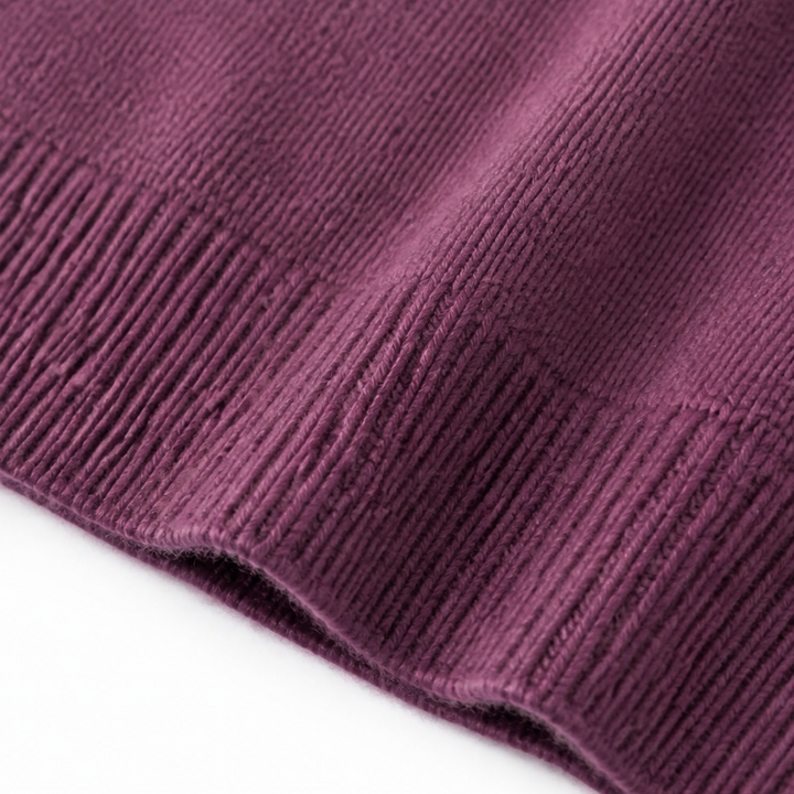 Odalys shawl collar pullover sweater shown with a v-neck sweater, side by side comparison