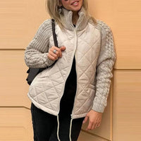 Odette | Quilted Knit Sleeve Stand Collar Jacket