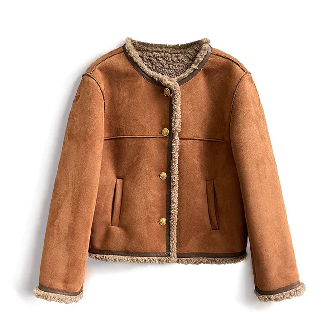 Odette shearling coat, full front flat lay view