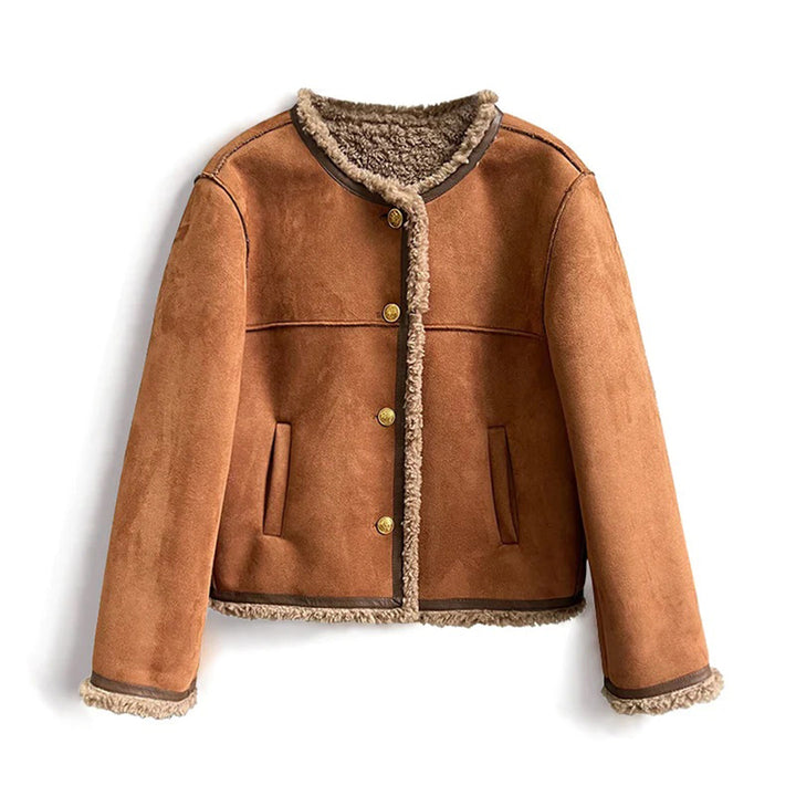 Odette shearling coat, full front flat lay view