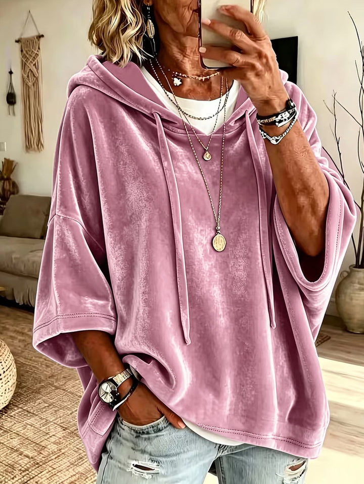 Odette oversized hooded sweater in pink, front view
