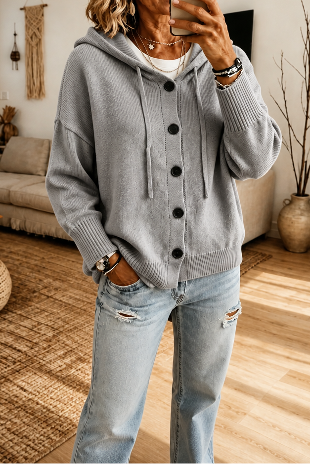 Marguerite | Women's Ribbed Drawstring Hooded Cardigan